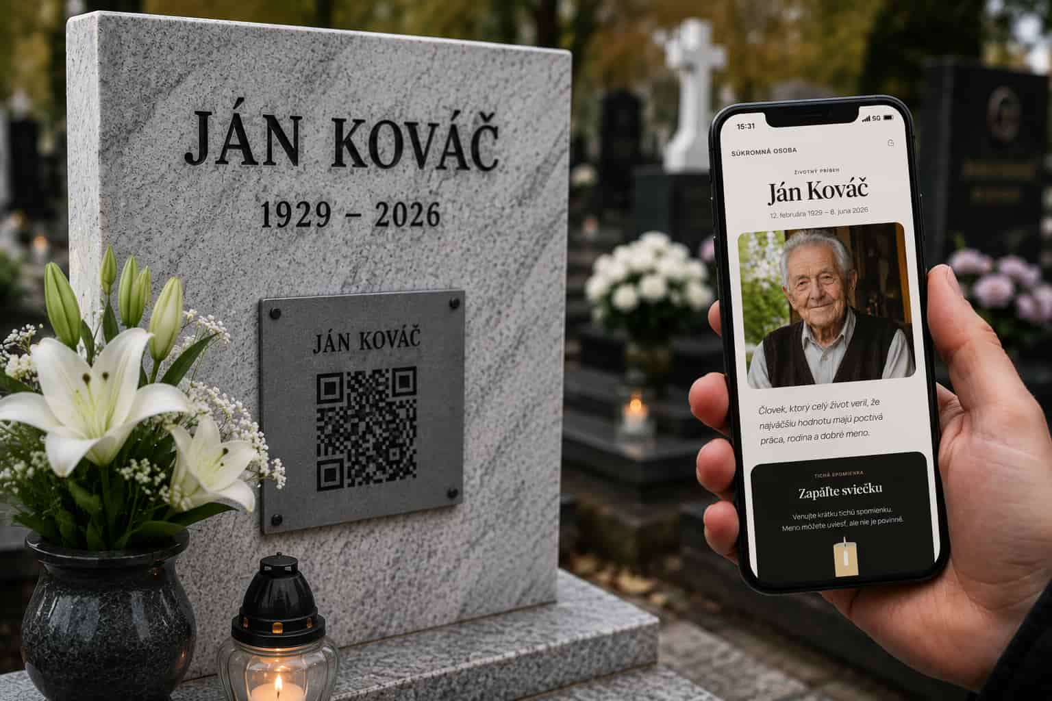 Ukážka SmartŠtítku na pietnom mieste