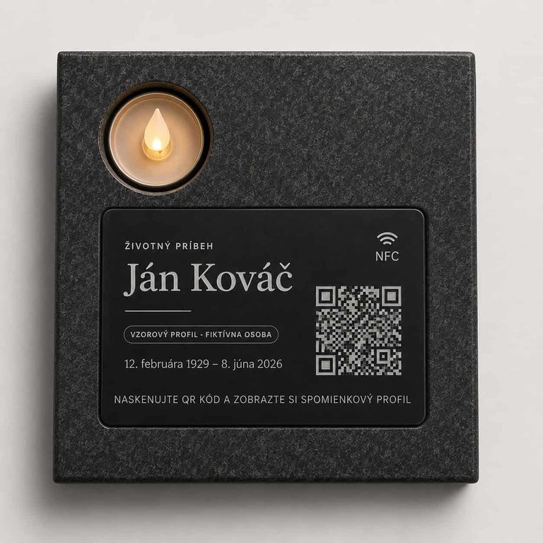 Produktová ukážka pamätného podstavca SmartŠtítok; aktuálne vyhotovenie potvrdíme v ponuke